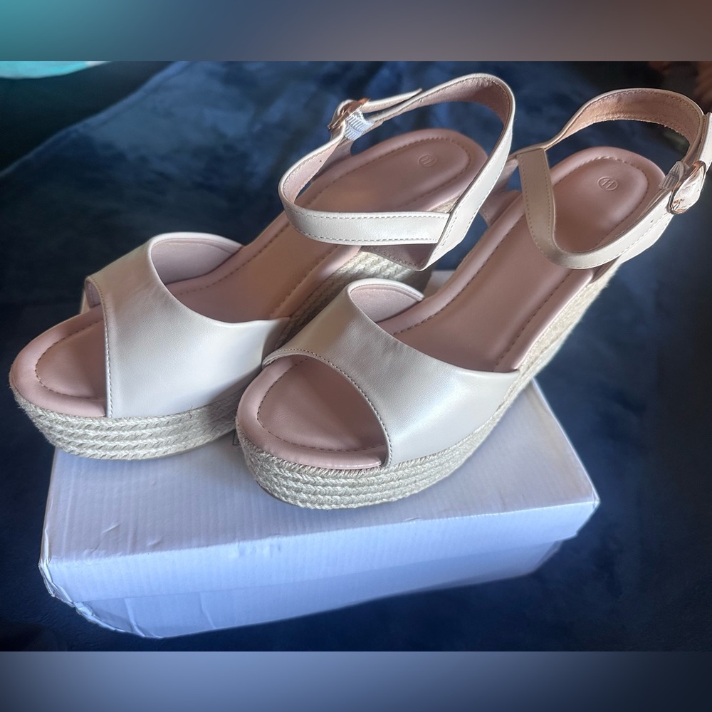 Chic Cream Platform Wedge Sandals